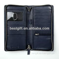 Wholesale pass holder leather zip around travel wallet travel passport holder